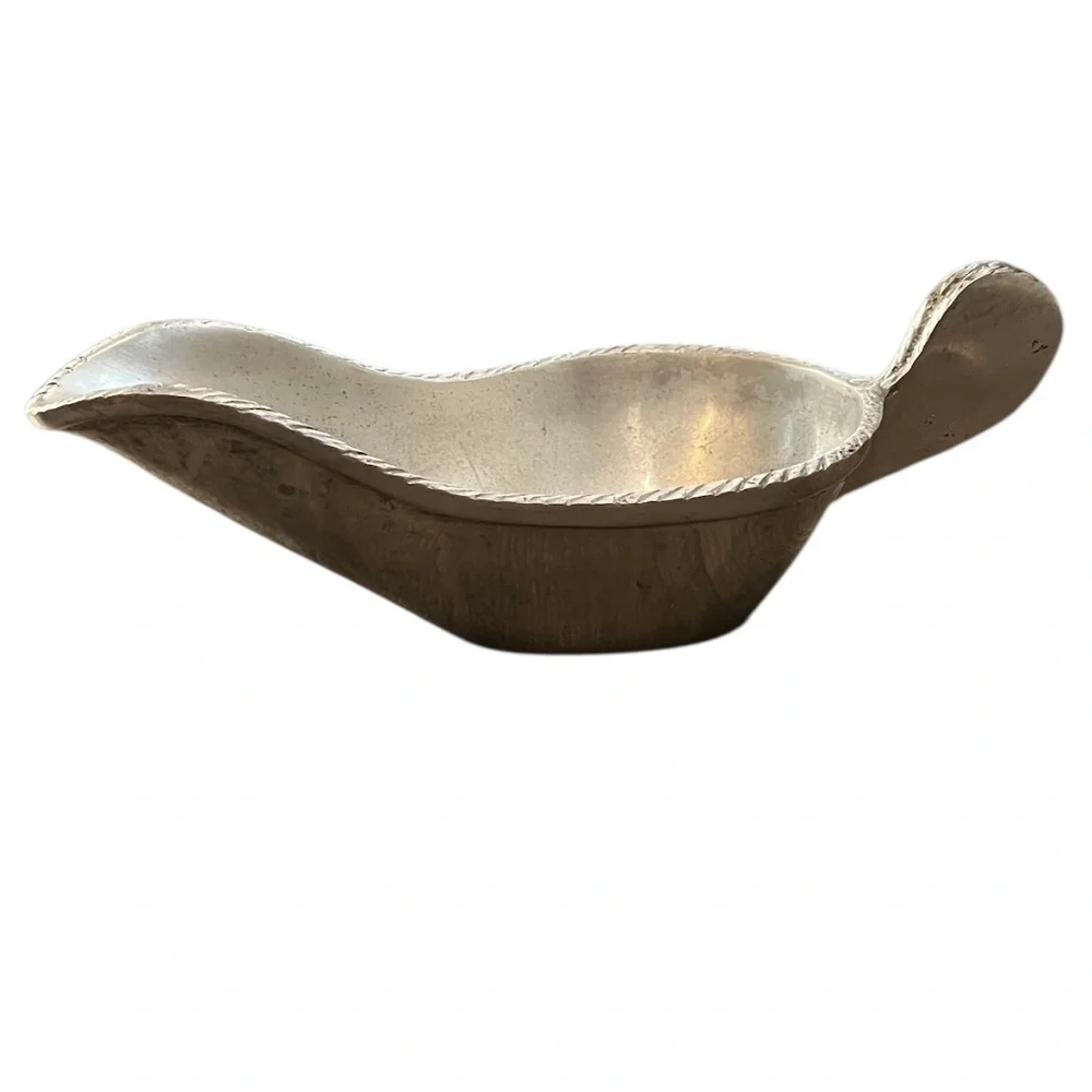 Vintage Pewter Gravy‎ Boat Bow